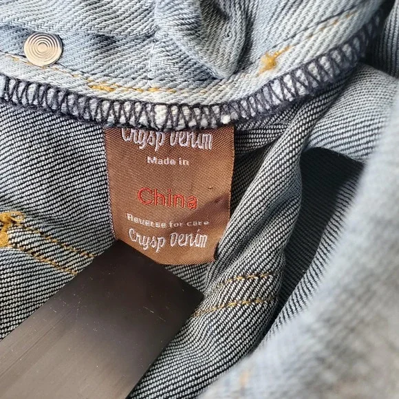 Crysp Denim Jeans Mens 38 Blue Distressed Slim Fit Ripped Stretch Designer Pants - Picture 14 of 16